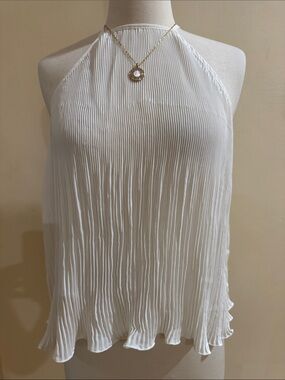 bebe White Pleated Halter Camisole